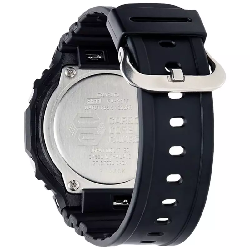 Jam Tangan Pria Casio G-Shock GA-2100-1A2DR CasiOak Neon Accent Series Men Digital Analog Dial Black Resin Band