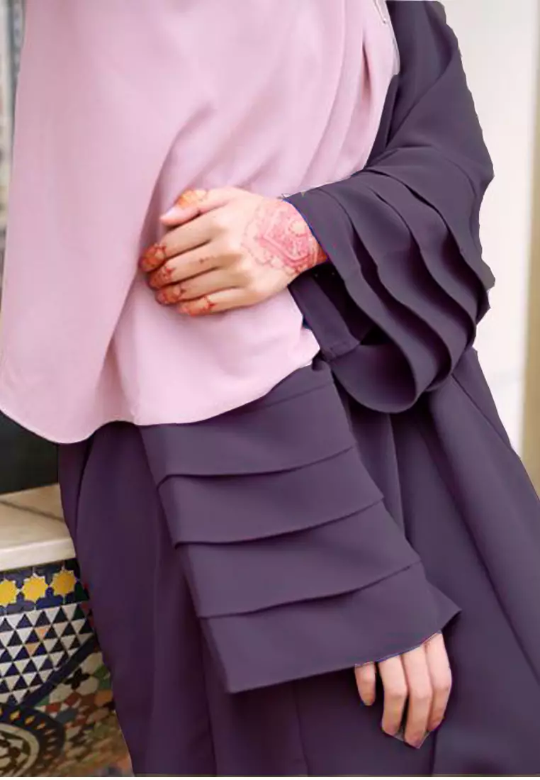 Laura Abaya Modern Layer Sleeves Loose Style in Dark Purple
