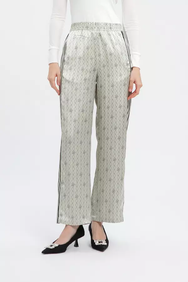 MINIMAL - Adeira - Kulot Satin Motif Geometris - Grey Colour Beige