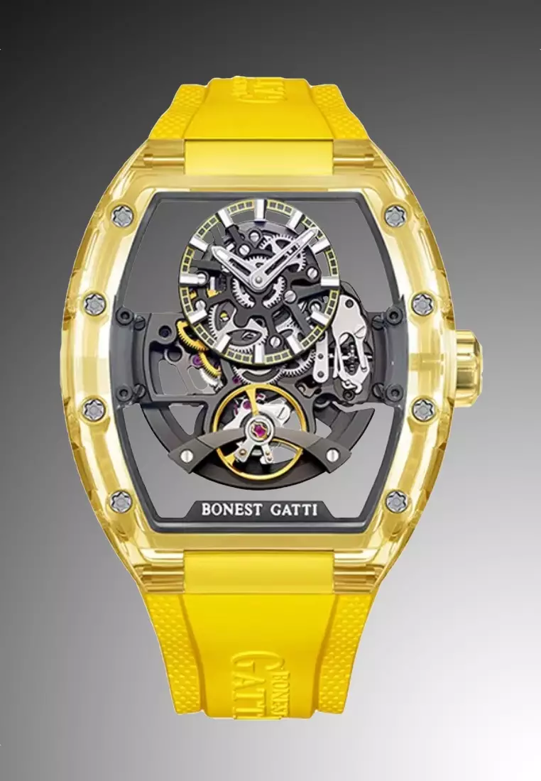 Automatic Unisex K9 Crystal Watch, Rubber Strap