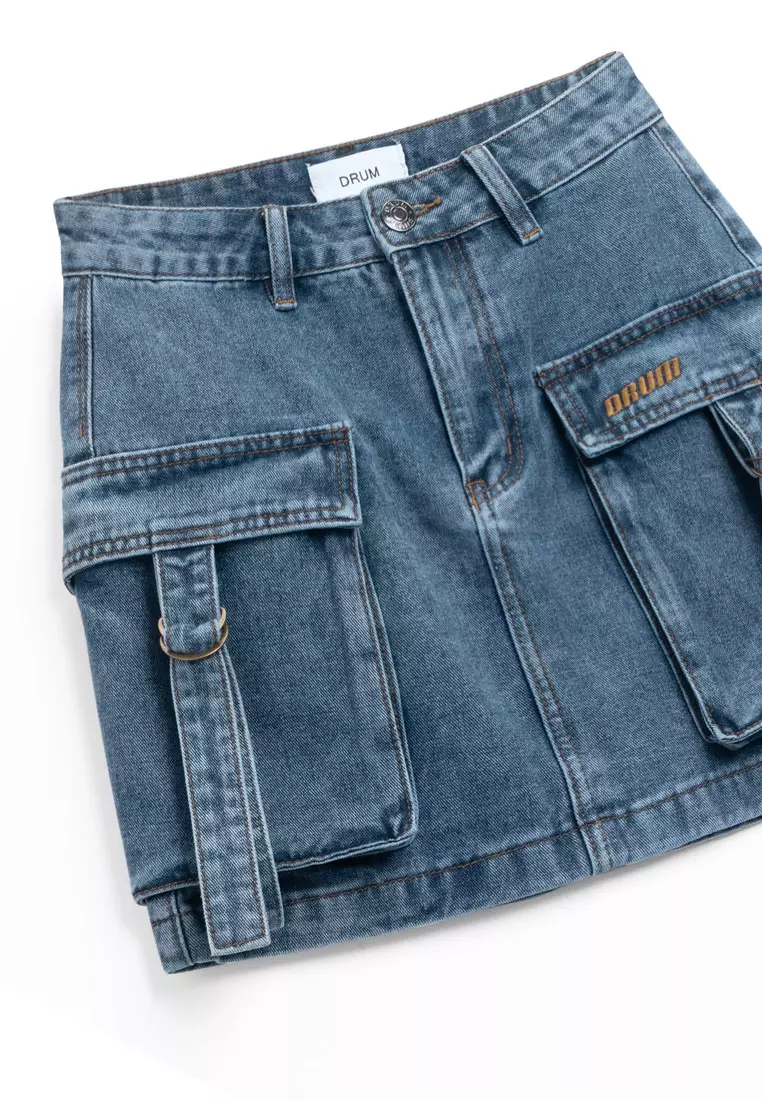 DRUM S. Women Cargo Mini Skirt- Dark Blue