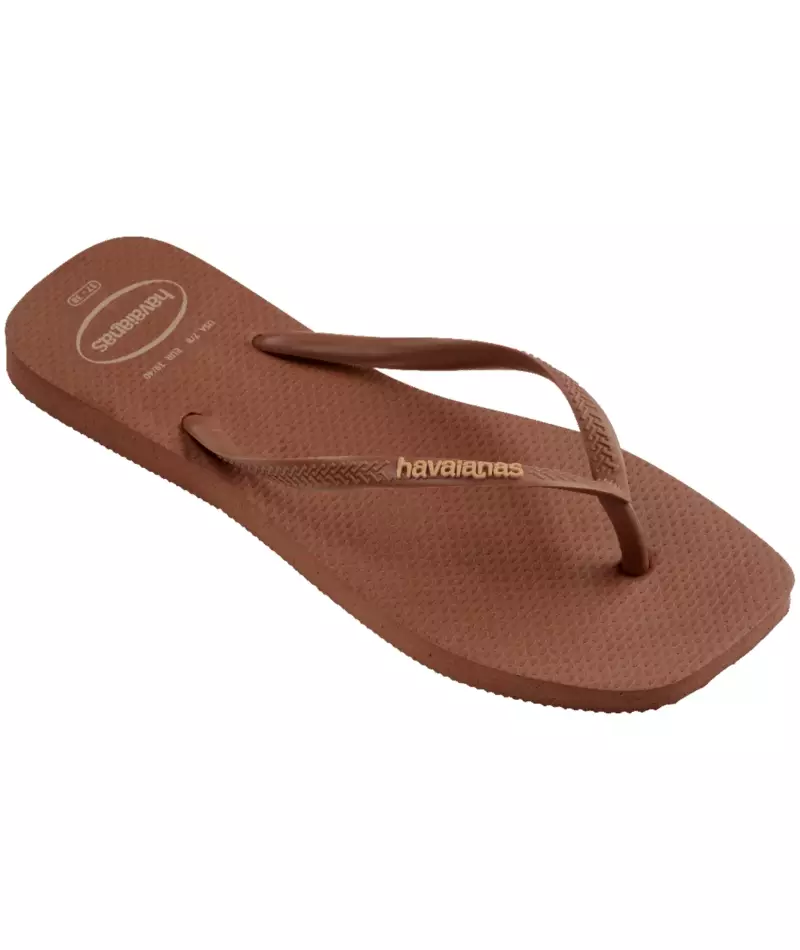 Havaianas Slim Square Logo Popup Rust - Sandal Wanita
