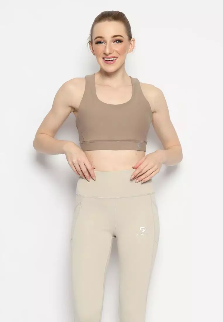 Fitwear - Sportbra Olahraga Wanita SAMANTHA [CAGED PLAIN] - TIRAMISU CREAM