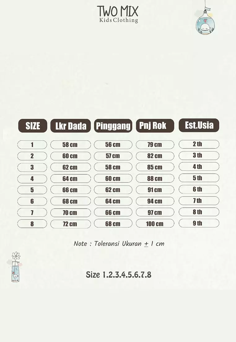 Two Mix - Gamis Anak Perempuan - Baju Dress Muslim Anak Perempuan 1-8 Tahun Y847 Fanta
