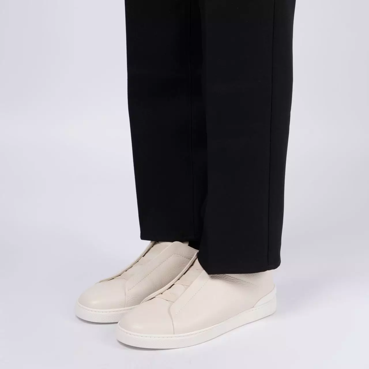 Triple Stitch Deerskin Sneakers Off White