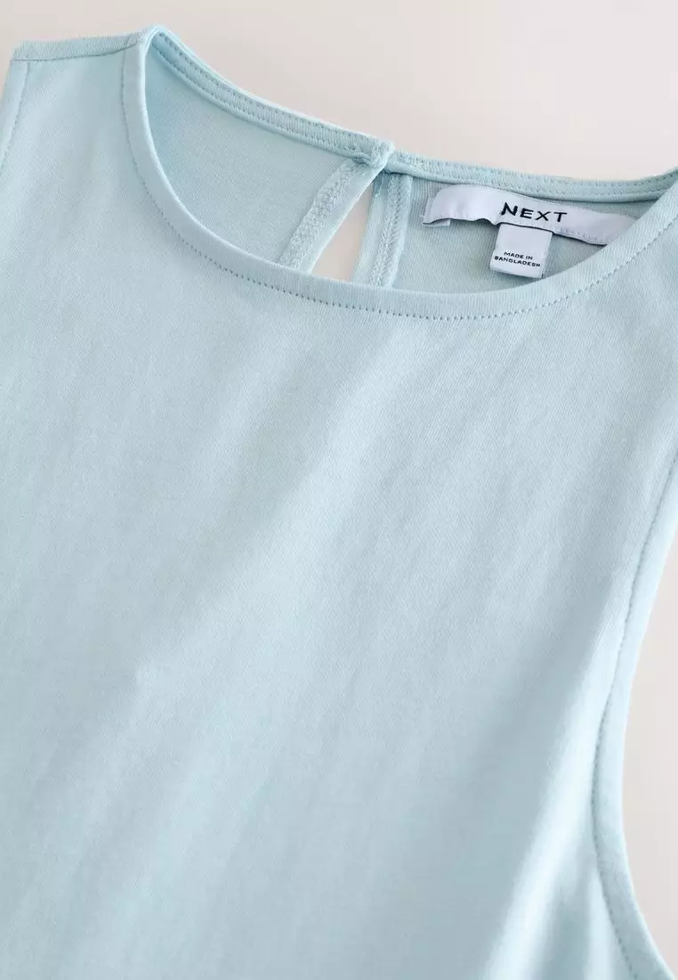 Puffball Hem Woven Jersey Mix 100% Cotton Mini Dress