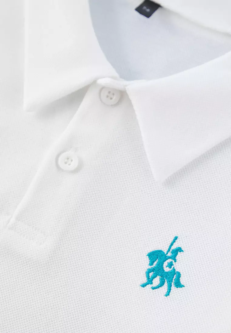 Ecru Boy 100% Cotton Embroidered Polo Neck Short Sleeve Textured Knitted T-Shirt Tkdss25Ts00081