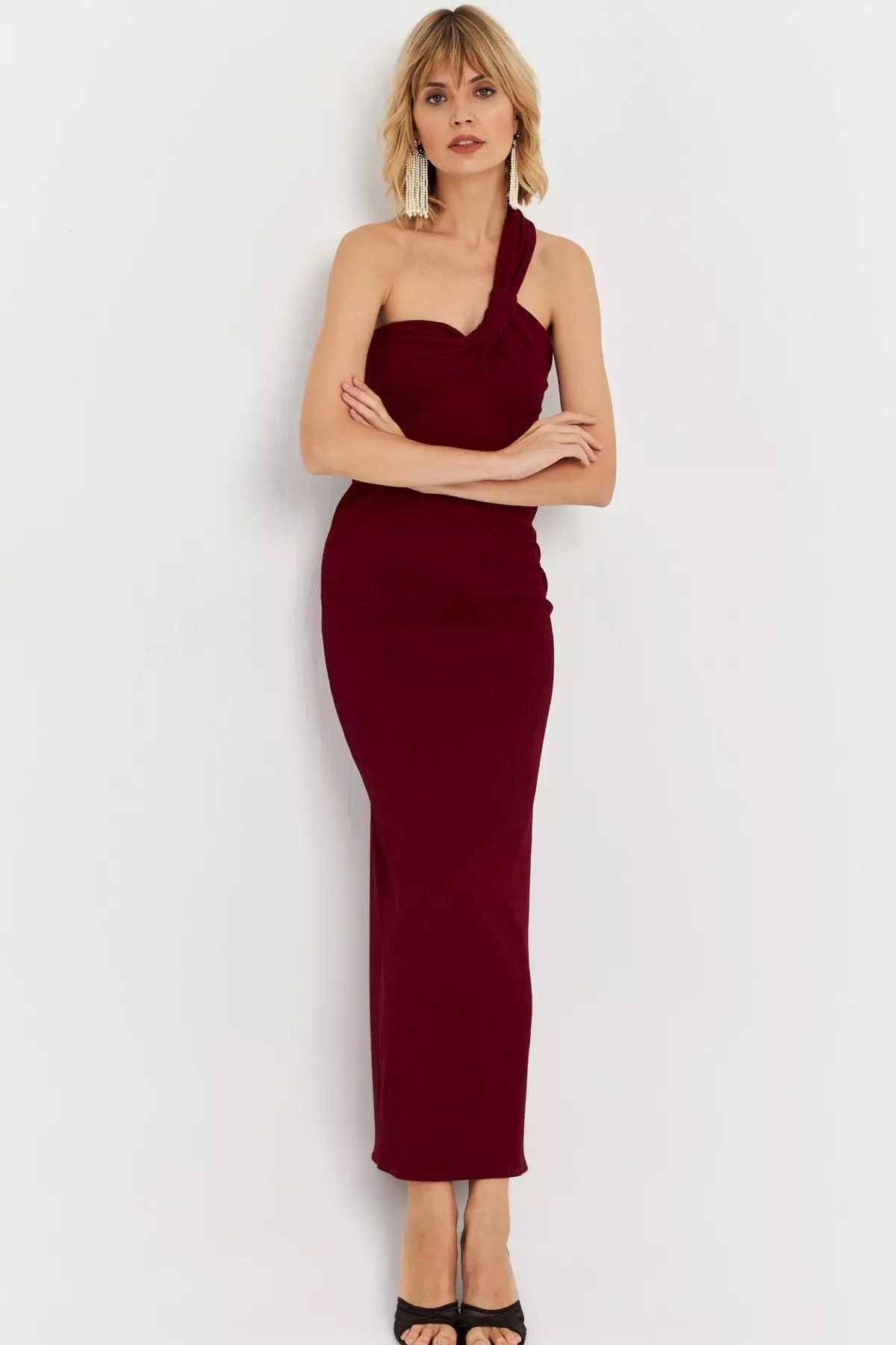 Asymmetrical Neck Maxi Dress