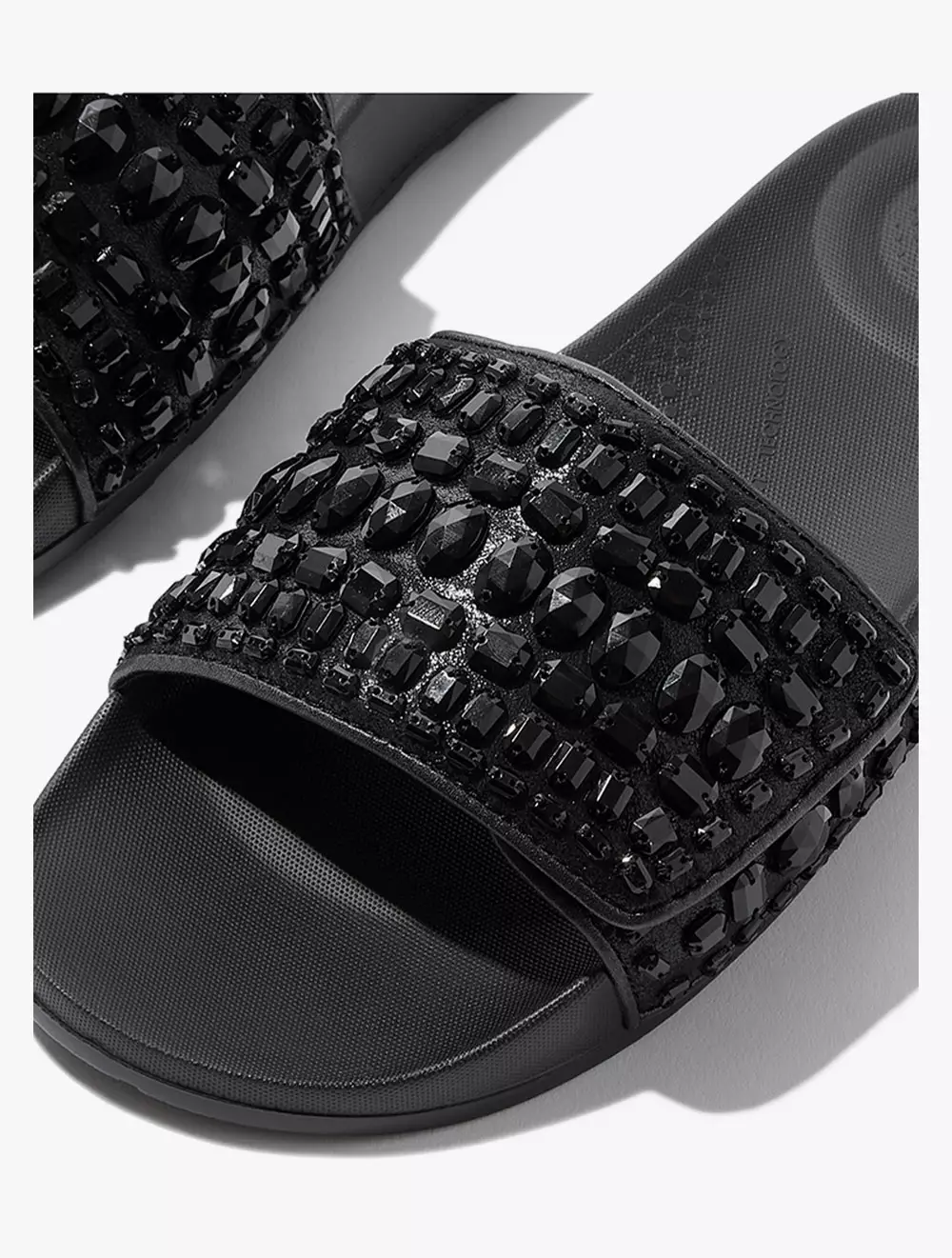 Fitflop Iqushion Adjustable Multi-Crystal Pool Slides - All Black