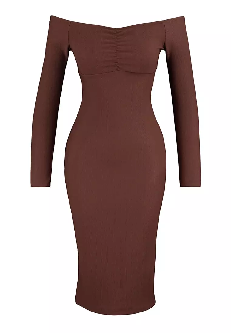 Buy Trendyol Off Shoulder Bodycon Dress Online | ZALORA Malaysia
