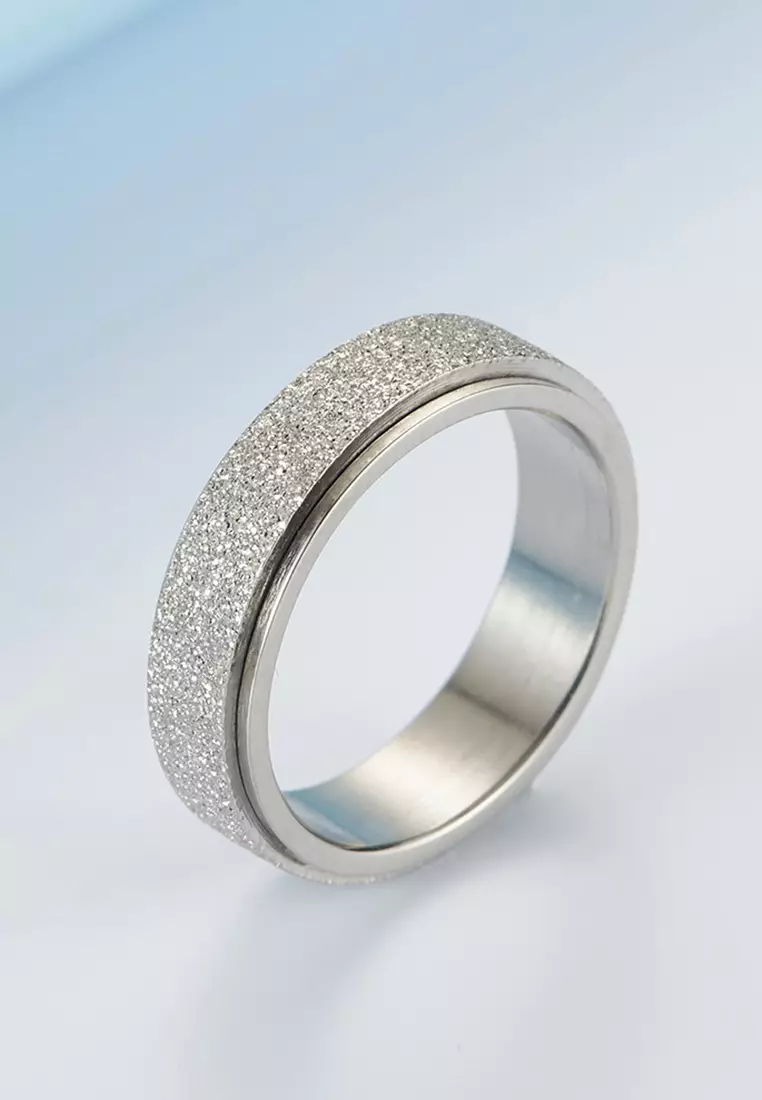6mm Rotatable Matte Texture Titanium Steel Ring JW QF-JZ116