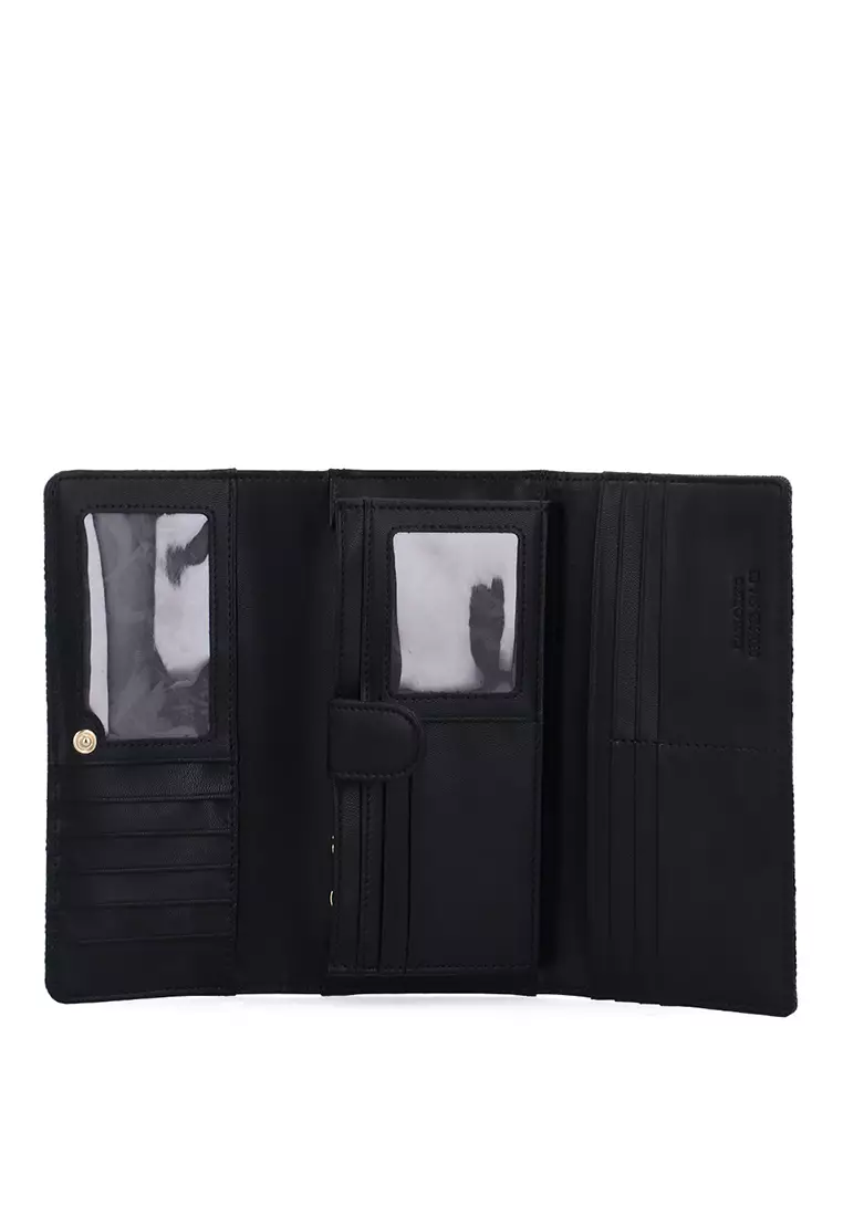 Carlo GEO Jacquard Tri-Fold Wallet - Black