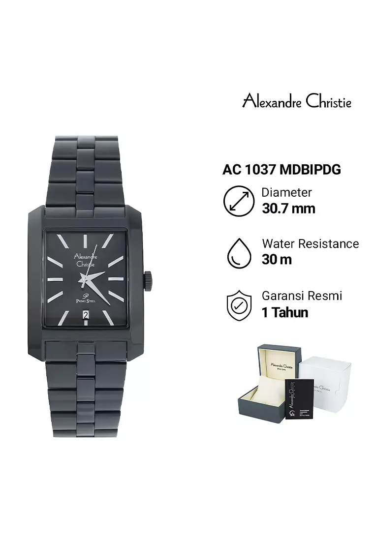 Alexandre Christie Primo Steel Jam Tangan Analog Couple - All Black Stainlesss Steel - 1037MLDBIPDG
