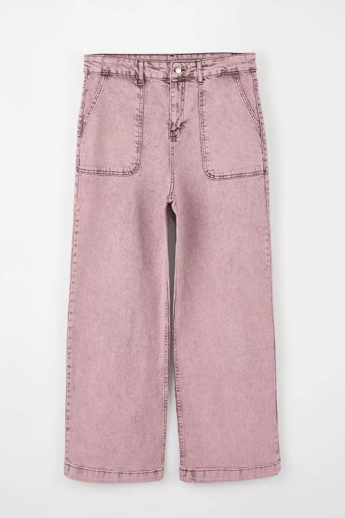 Pink High Waist Comfort /Stretchy Wideleg/Wide Leg Plus Size Jeans Tbbss26Cj00001