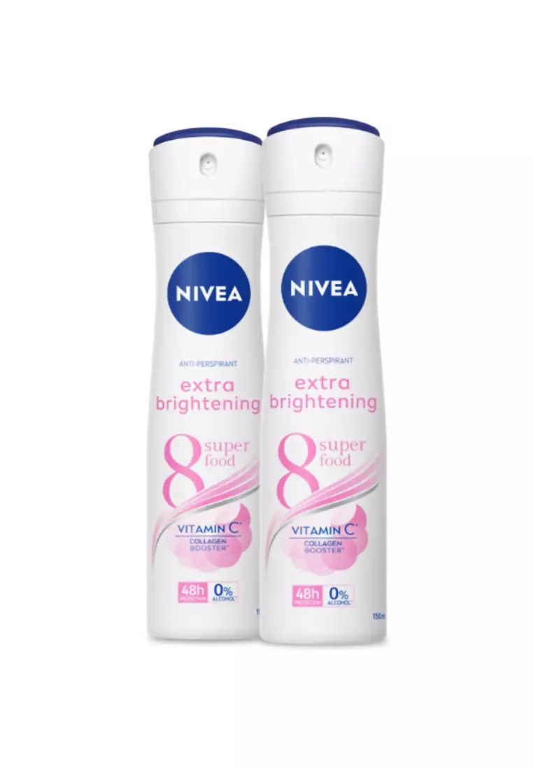 PACK OF 2 Deodorant Extra Brightening Spray, 150ml