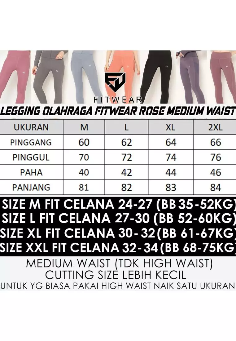 FITWEAR - ROSE SPORT LEGGING POCKET PJ MEDIUM WAIST - BURGUNDY