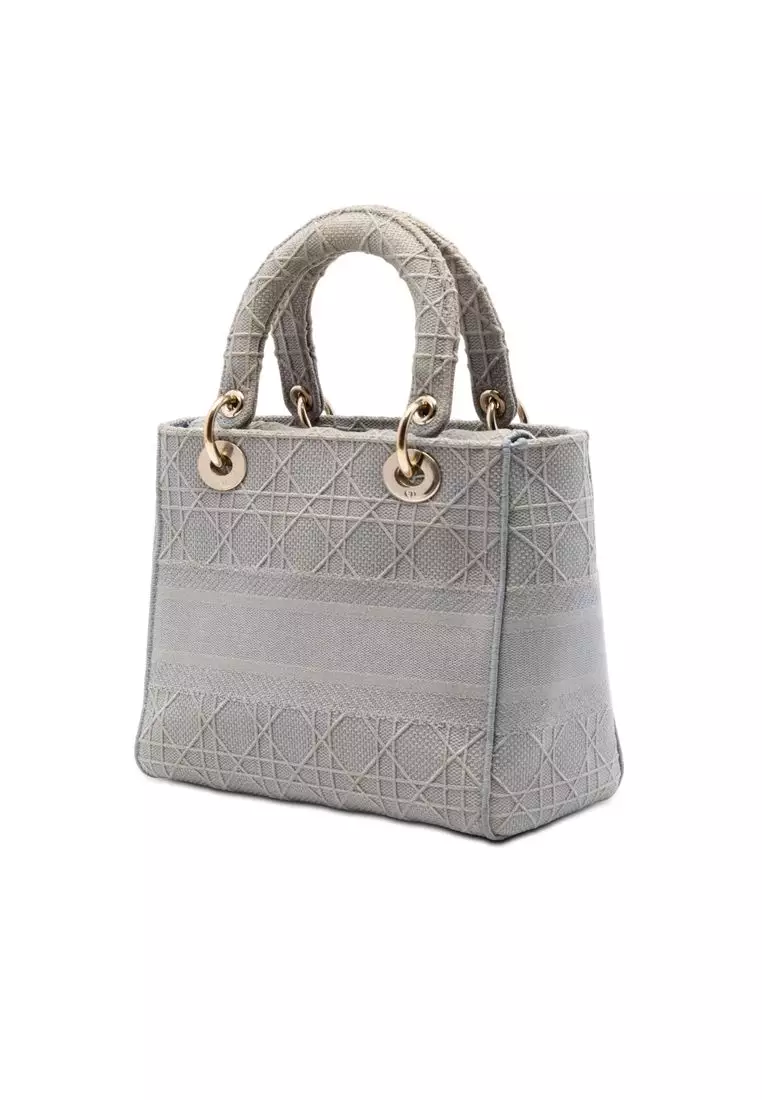 Pre-Loved Dior Medium Canvas Cannage Lady D Lite