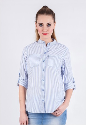 LGS - Slim Fit - Ladies Shirt - Blue - Long Sleeve.