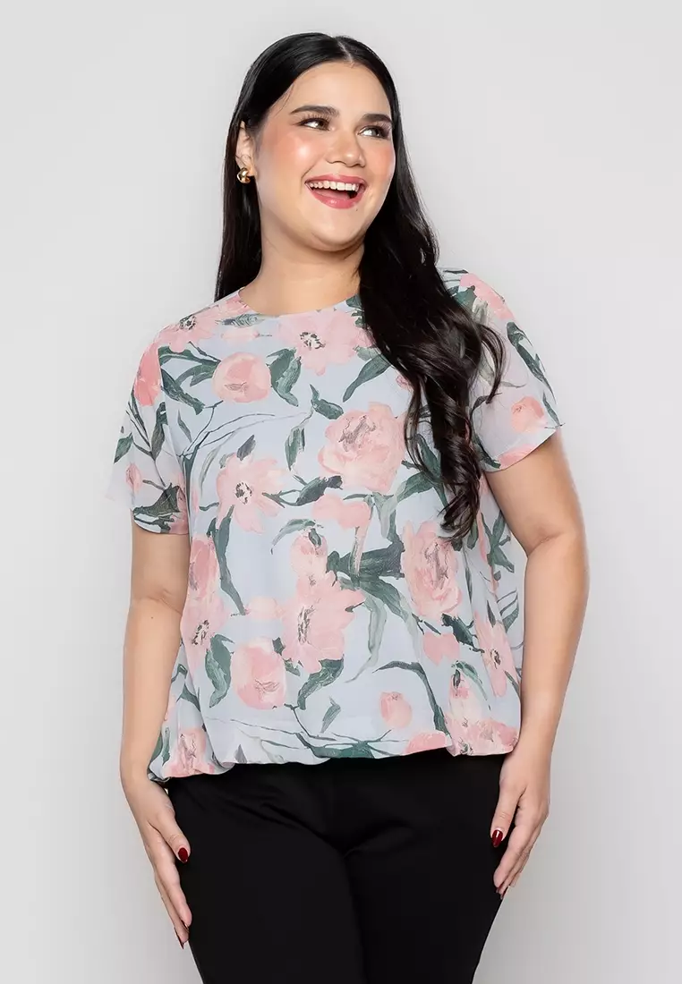 Milly Plus Size Laurence Blouse in Floral  Print