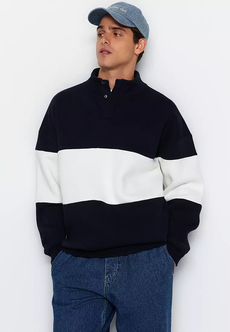 Jual Trendyol Color Block Snap Button Sweatshirt Original 2025