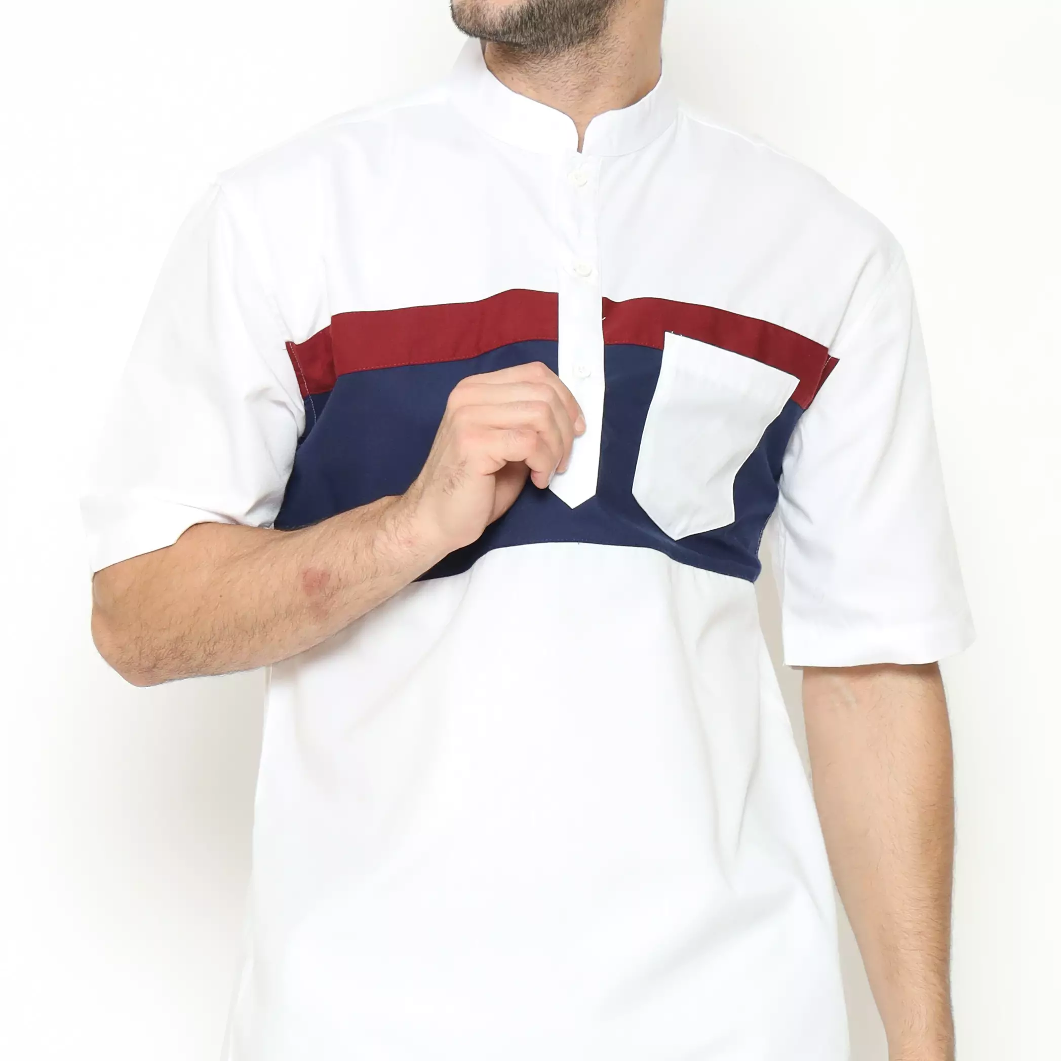 AMK Kemeja Koko Pria Lengan Pendek KK BB 001 S/s Cap 6 White