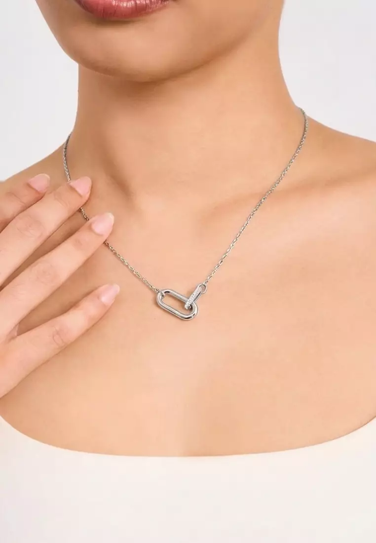 Viva Interlocking with 5A Grade Cubic Zirconia Necklace in Silver