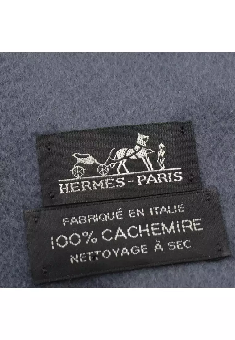 Pre-Loved Hermès large size Stall shawl cashmere gray