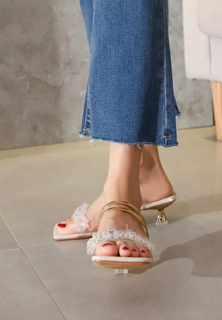 Rhinestone Buckle Mule Heels 8745-3