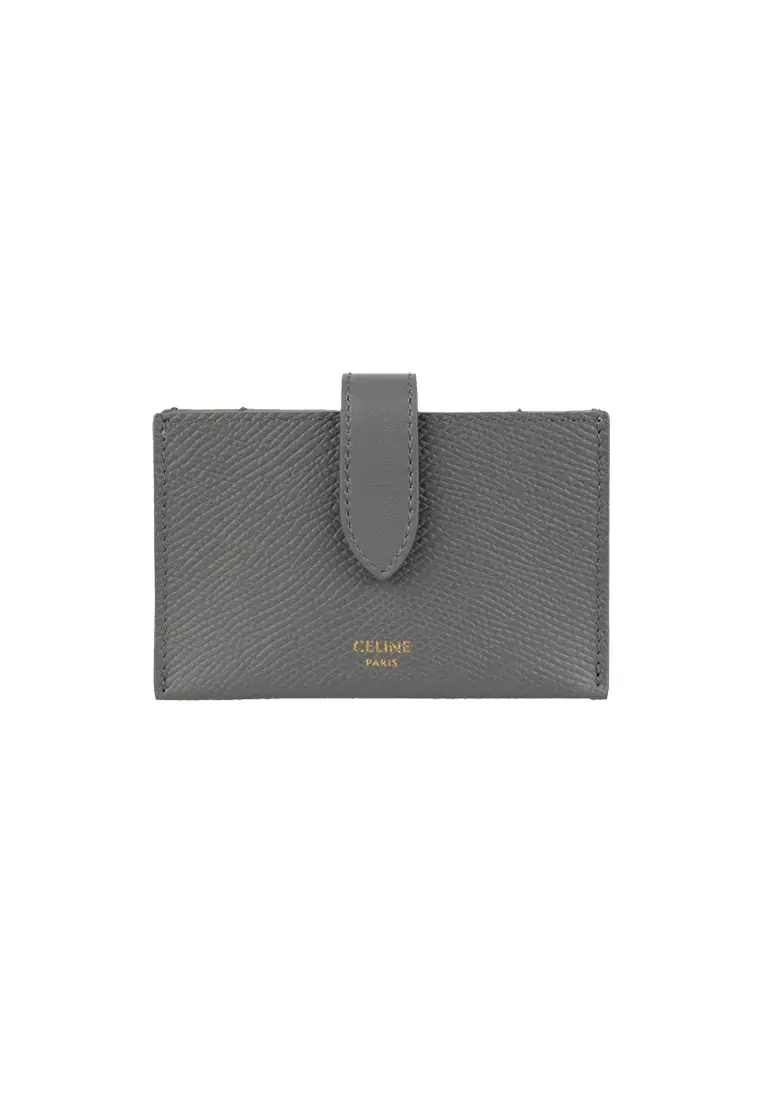 Celine Vintage Signature Wallet Leather Black Brown Card Holder Medium  Compact