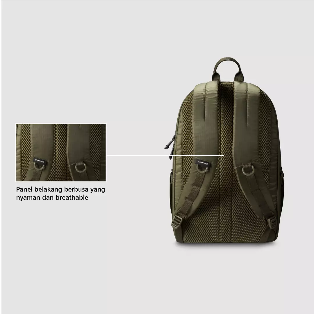 Leroy Laptop Backpack 15-Inch Tas Ransel Kerja Kuliah Sekolah Praktis - Olive