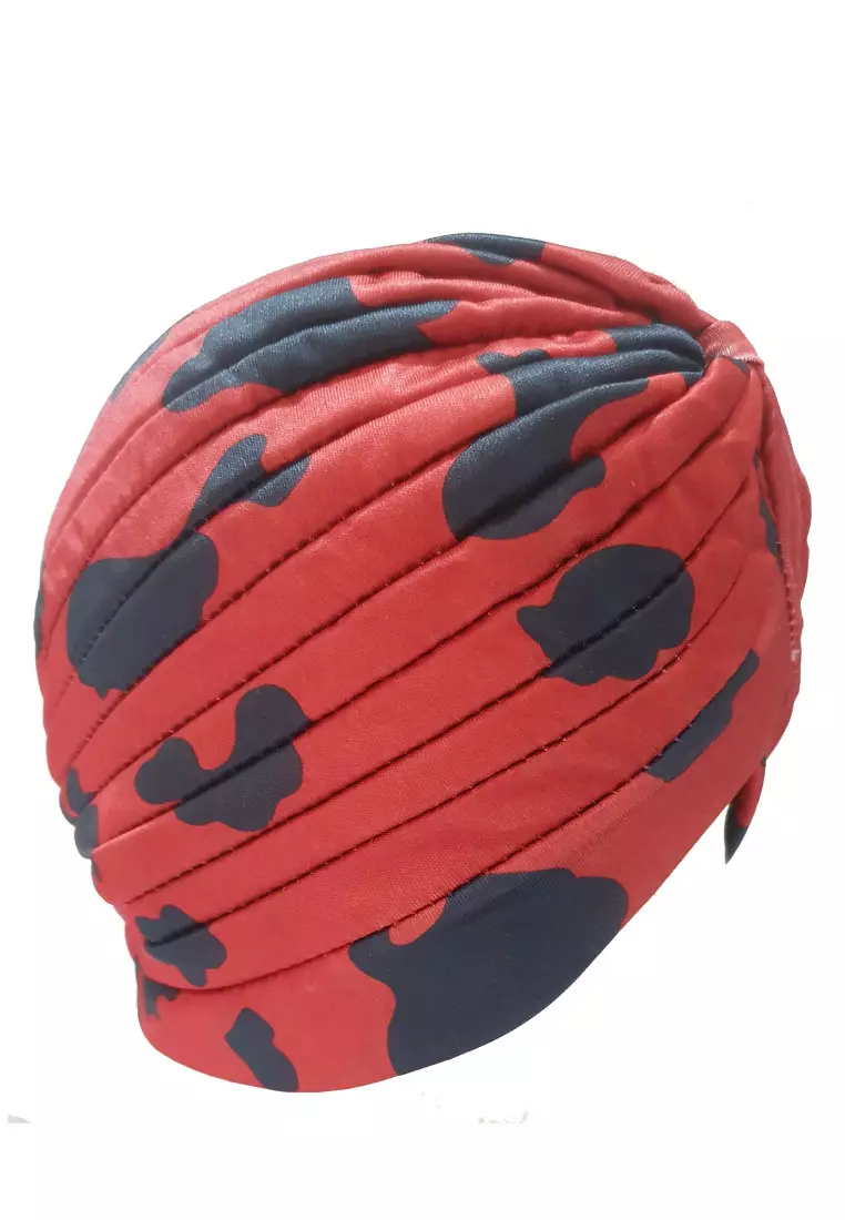 Printed Cow Print Turban Chilli Red