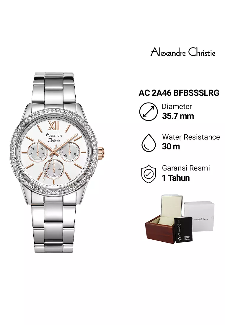 Alexandre Christie - Jam Tangan Analog Wanita - Silver Stainless Steel - 2A46 BFBSSSLRG
