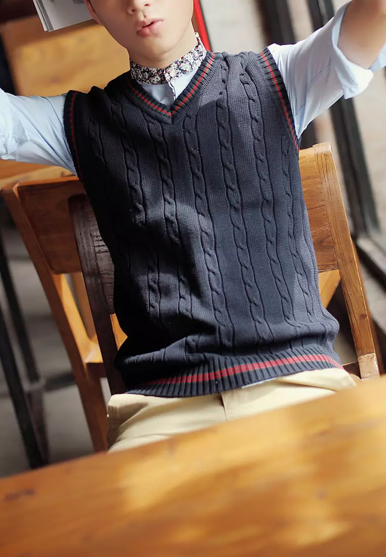 Contrast Stripe Knitted Vest XH920