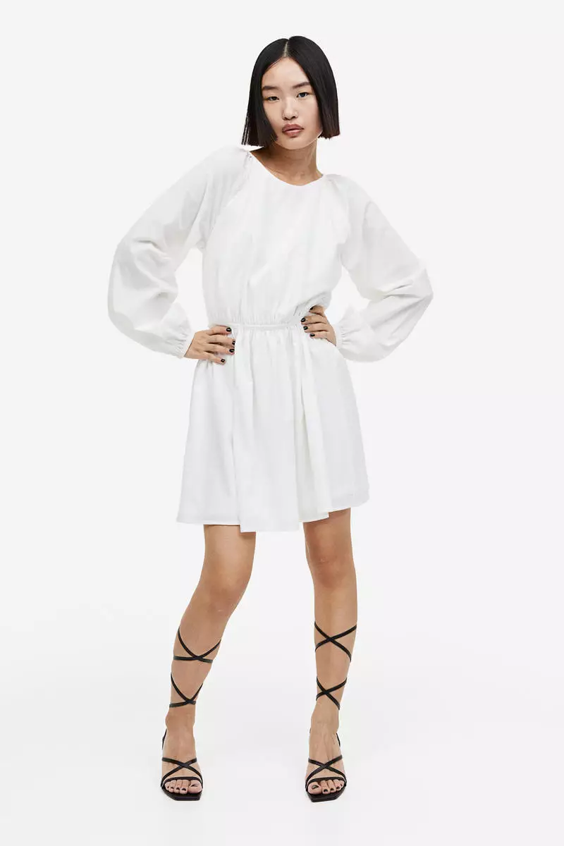 H&m white 2025 long sleeve dress