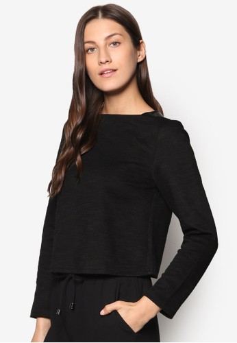 Collection PU 拼肩長袖T-shirt、 服飾、 上衣ZALORACollectionPU拼肩長袖上衣最新折價