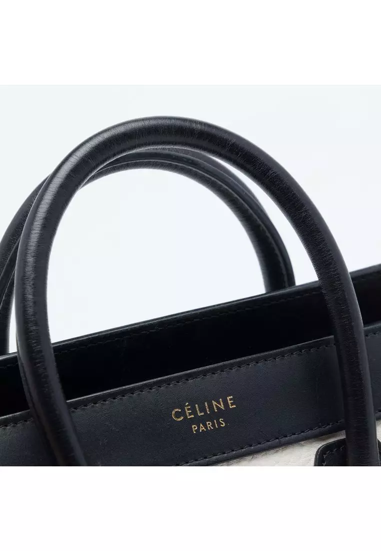 Pre-Loved Celine Nano Tricolor Nubuck And Drummed Calfskin Luggage Tote