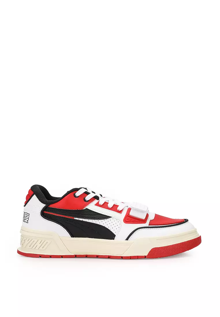Red and on sale black sneakers