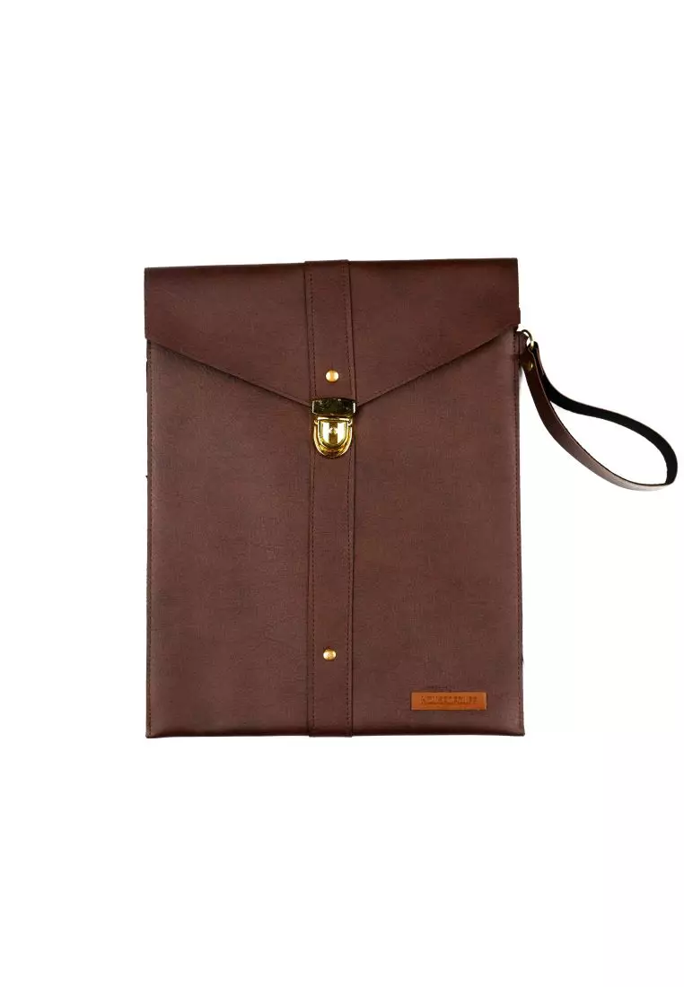 Houseofcuff Clutch Pria Tas Tangan Unisex Cokelat Muda Model Kancing