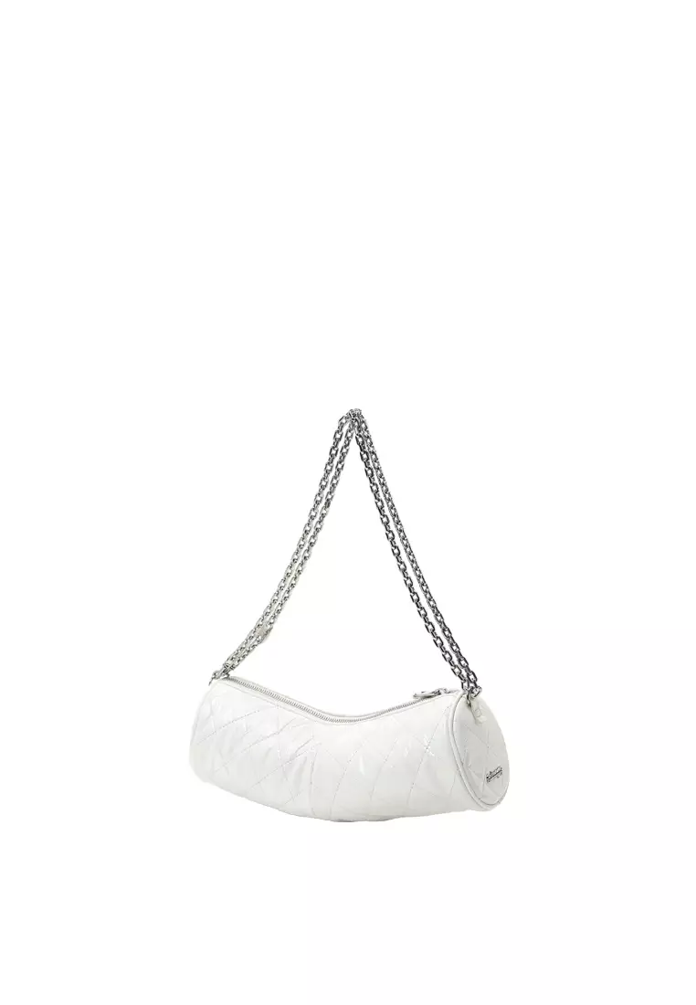 Croissant Barrel Crossbody Clutch Bag - White