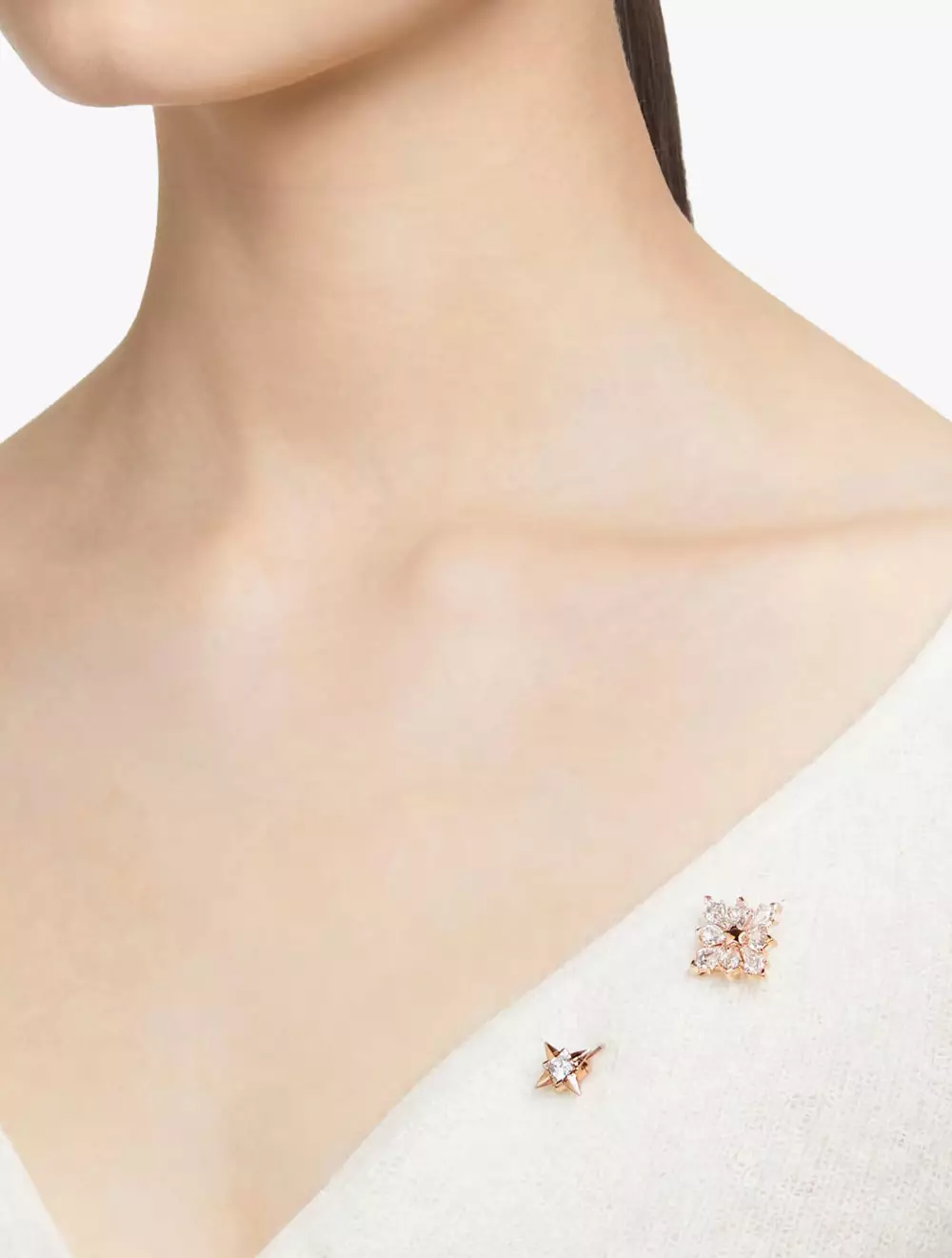 Stella Brooch, Kite Cut, Star, White, Rose Gold-Tone Plated - White