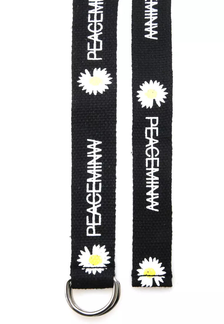 Hasina Aksesoris Fashion Ikat Pinggang Wanita Motif Bunga Casual Belt Material Canvas ORIGINAL - Black