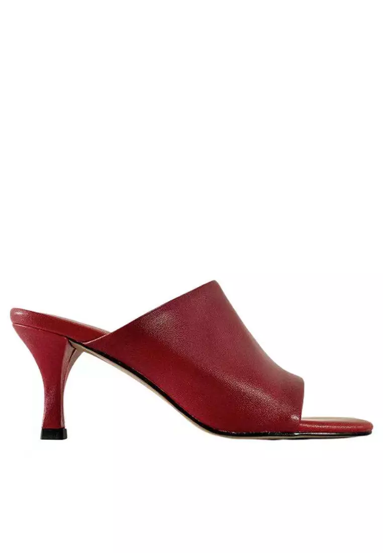 Red block hot sale heel mules