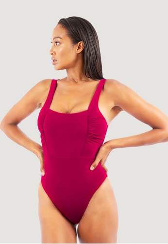 1 People red Saint Tropez Ruffled One-Piece Swimsuit in Red Coral F5450US4035C7DGS_1