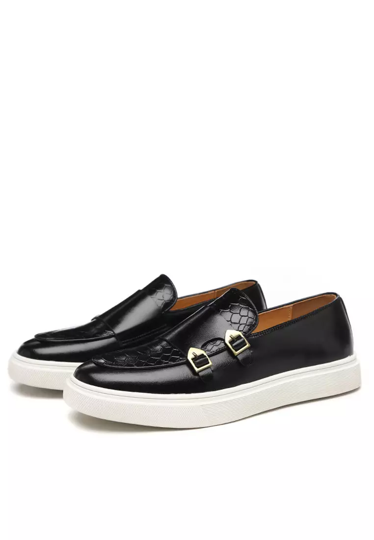 Texture Synthetic Leather Buckle Loafers WZWH-S22