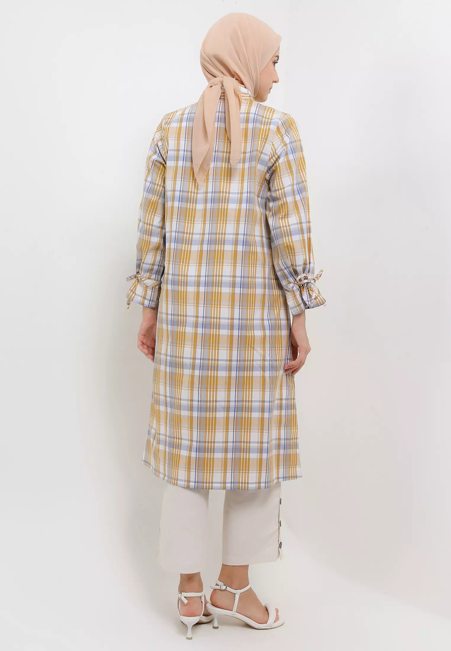 MFMW Fillmere Midi Dress Golden Brown Motif Kotak