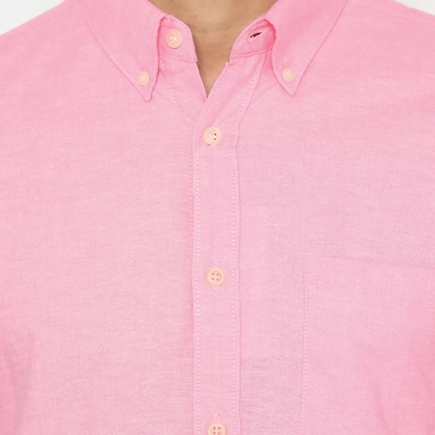 Platini Kemeja Pria Polos Lengan Pendek Katun Oxford Pink 1069