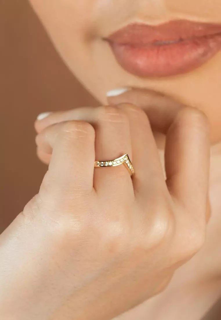 Pavé Wishbone Ring 14k Gold