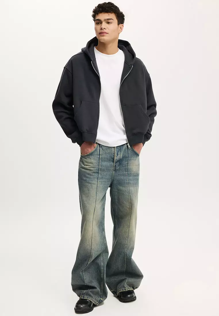 Cropped Zip Up Hoodie