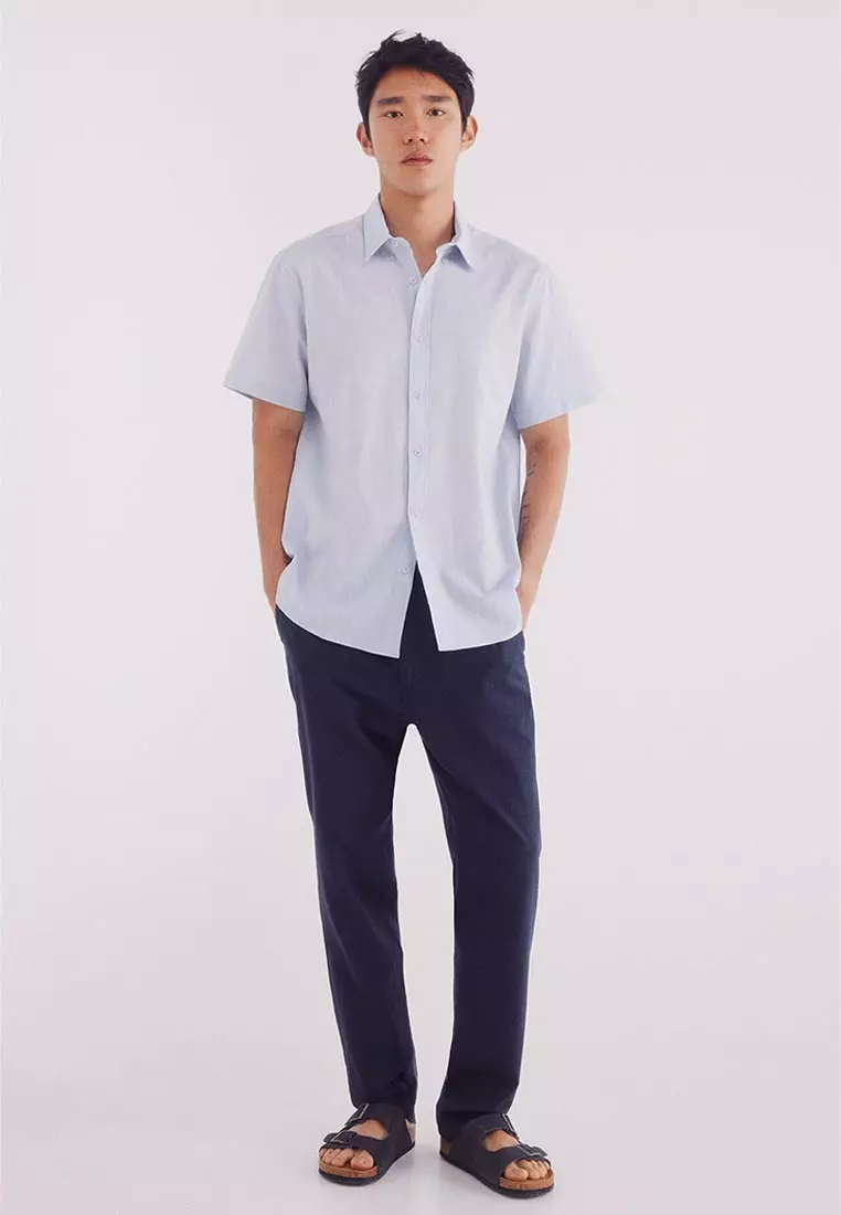 Short-Sleeved Linen Shirt