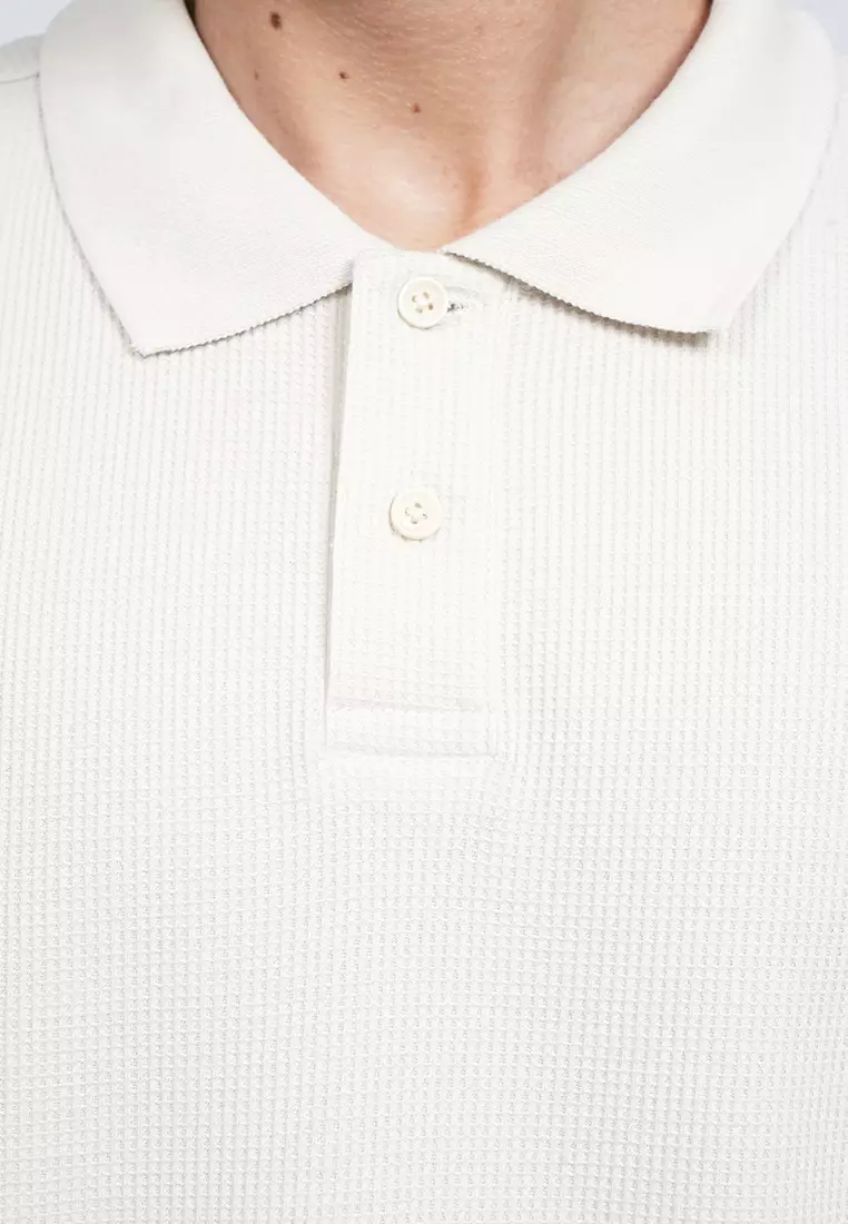 Short Sleeve Waffle Polo Shirt